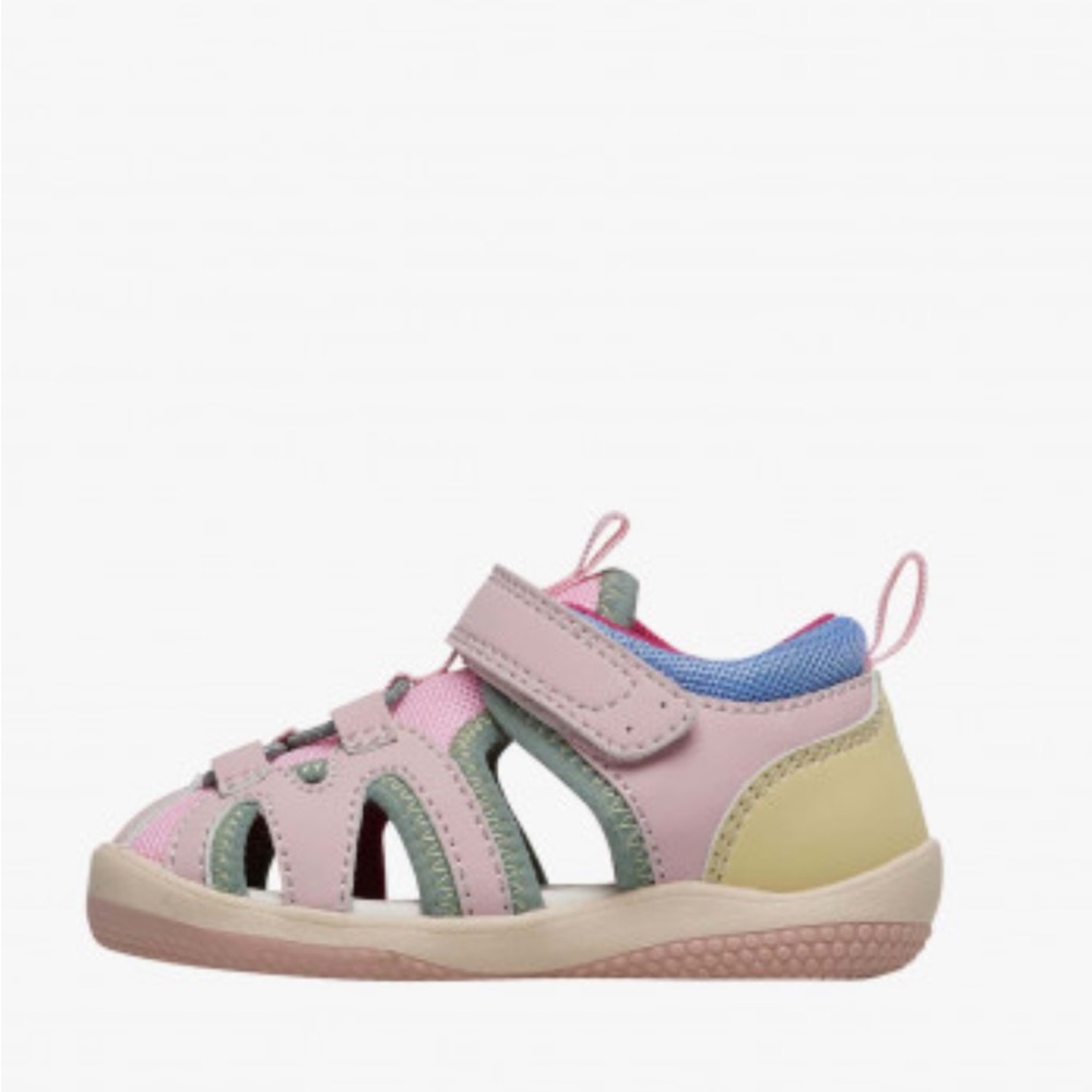 NWT NATURINO REKIN VL. Half-closed leather and fabric sandals in Pink
